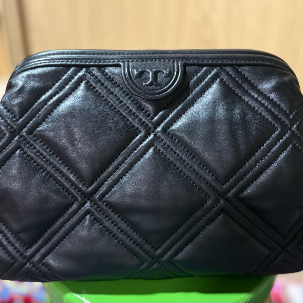 Black Quilted Leather Clutch Tory Burch